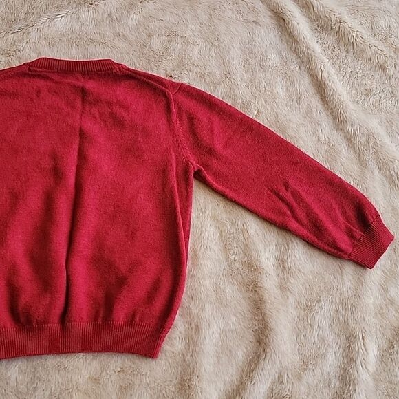 JANIE AND JACK RED WOOL V-NECK SWEATER, SIZE 4 - Picture 6 of 6